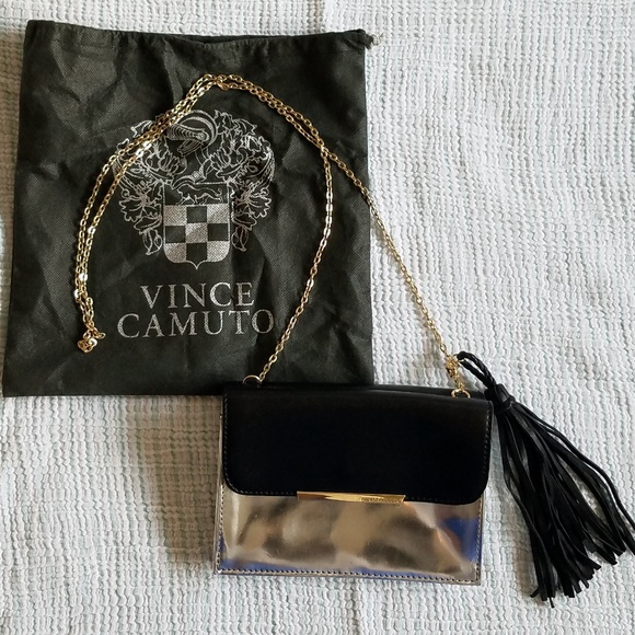 Vince Camuto Tassel Crossbody Black/Silver Bag - Picture 1 of 6